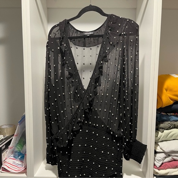 Retrofête Lennon Embellished Silk Chiffon Dress - Picture 5 of 6